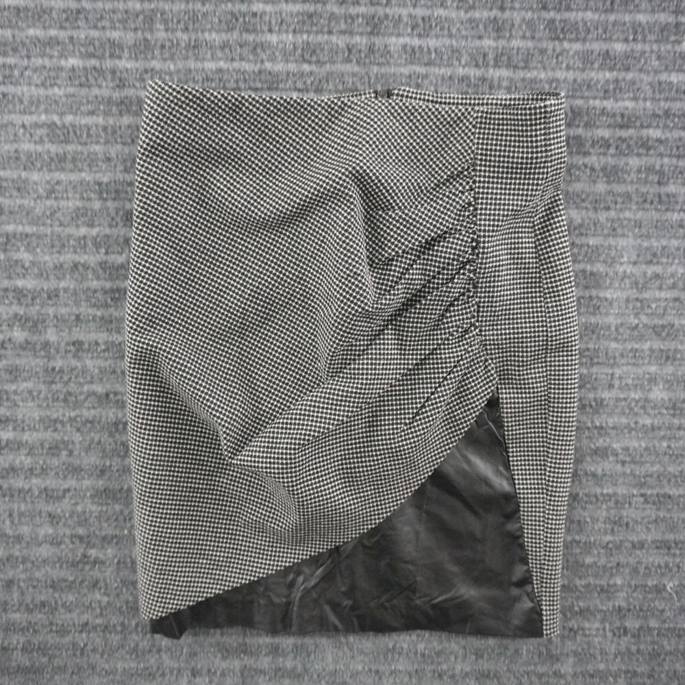 Pinko Mini Skirt Women IT 40 Black White Houndstooth Draped Wrap Made in Italy